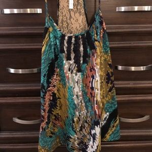 Lace Racer Back Printed Tank